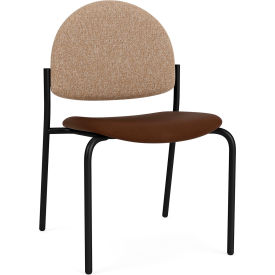Armless Guest Chair, Black Frame, Connelly Wren Back, Patriot Plus Mocha Vinyl Seat