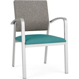 Newport Guest Chair, Silver Frame, Connelly Dove Back, Patriot Plus Sea Vinyl Seat
