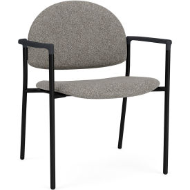 Chat Wide Guest Chair, Black Frame, Onyx Black Armrests, Connelly Dove Fabric