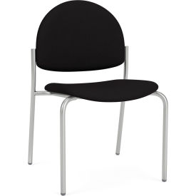 Chat Armless Guest Chair, Silver Frame, Open House Black Fabric