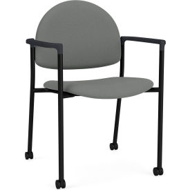 Chat Guest Chair with Casters, Black Frame, Onyx Black Armrests, Open House Asteroid Fabric