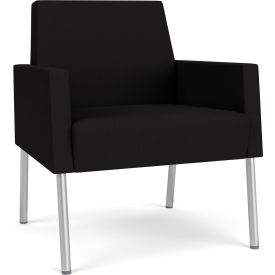 Mystic Lounge Guest Chair, Silver Frame, Open House Black Fabric