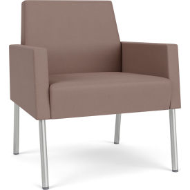 Mystic Lounge Guest Chair, Silver Frame, Open House Goose Fabric