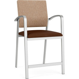Newport Hip Guest Chair, Silver Frame, Connelly Wren Back, Patriot Plus Mocha Vinyl Seat