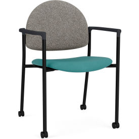Chat Guest Chair with Casters, Black Frame, Connelly Dove Back, Patriot Plus Sea Vinyl Seat