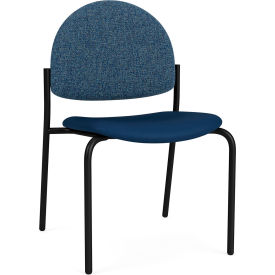 Chat Armless Guest Chair, Black Frame, Connelly Blue Jay Back, Patriot Plus Imperial Blue Seat