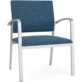Newport Wide Guest Chair, Silver Frame, Connelly Blue Jay Fabric