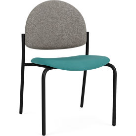 Armless Guest Chair, Black Frame, Connelly Dove Back, Patriot Plus Sea Vinyl Seat