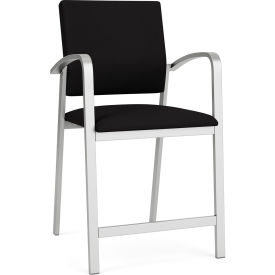 Newport Hip Guest Chair, Silver Frame, Black Fabric