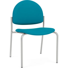 Chat Armless Guest Chair, Silver Frame, Open House Waterfall Fabric