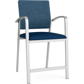Newport Hip Guest Chair, Silver Frame, Connelly Blue Jay Back, Patriot Plus Imperial Blue Seat