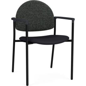 Chat Guest Chair, Black Frame, Connelly Crow Fabric Back, Patriot Plus Black Vinyl Seat