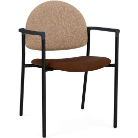 Chat Guest Chair, Black Frame, Connelly Wren Back, Patriot Plus Mocha Vinyl Seat