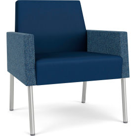 Mystic Lounge Guest Chair, Silver Frame, Patriot Plus Imperial Blue Vinyl Back & Seat