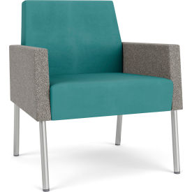 Mystic Lounge Guest Chair, Silver Frame, Patriot Plus Sea Vinyl Back & Seat