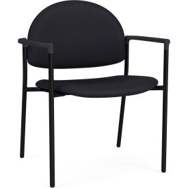Lesro Chat Wide Guest Chair, Black Frame, Onyx Black Armrests, Patriot Plus Black Vinyl
