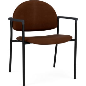 Chat Wide Guest Chair, Black Frame, Onyx Black Armrests, Patriot Plus Mocha Vinyl