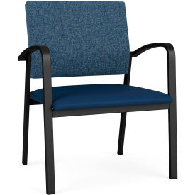 Newport Wide Guest Chair, Black Frame, Connelly Blue Jay Back, Patriot Plus Imperial Blue Seat