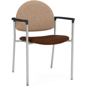 Chat Guest Chair, Silver Frame, Wren Back, Mocha Vinyl Seat