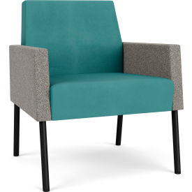 Lesro Mystic Lounge Guest Chair, Black Frame, Patriot Plus Sea Vinyl Back & Seat