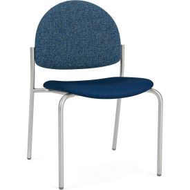 Armless Guest Chair, Silver Frame, Connelly Blue Jay Back, Patriot Plus Imperial Blue Seat