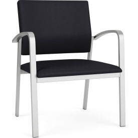 Newport Wide Guest Chair, Silver Frame, Patriot Plus Black Vinyl