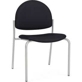 Chat Armless Guest Chair, Silver Frame, Patriot Plus Black Vinyl