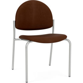 Armless Guest Chair, Silver Frame, Patriot Plus Mocha Vinyl