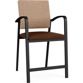 Newport Hip Guest Chair, Black Frame, Connelly Wren Back, Patriot Plus Mocha Vinyl Seat