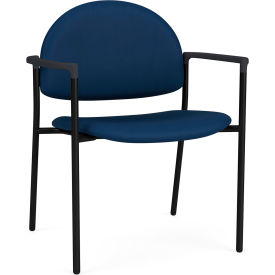Chat Wide Guest Chair, Black Frame, Onyx Black Armrests, Patriot Plus Imperial Blue Vinyl