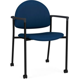 Guest Chair w/ Casters, Black Frame, Onyx Black Armrests, Patriot Plus Imperial Blue Vinyl