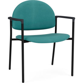 Lesro Chat Wide Guest Chair, Black Frame, Onyx Black Armrests, Patriot Plus Sea Vinyl