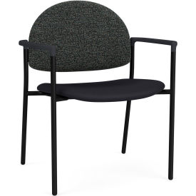 Wide Guest Chair, Black Frame, Connelly Crow Fabric Back, Patriot Plus Black Vinyl Seat