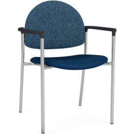 Chat Guest Chair, Silver Frame, Connelly Blue Jay Back, Patriot Plus Imperial Blue Vinyl Seat