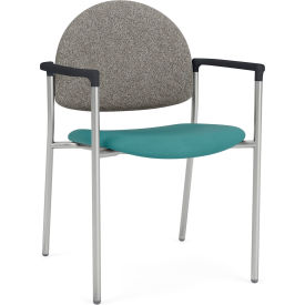Chat Guest Chair, Silver Frame, Connelly Dove Back, Sea Vinyl Seat