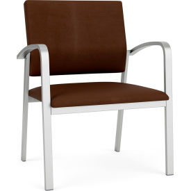 Newport Wide Guest Chair, Silver Frame, Patriot Plus Mocha Vinyl