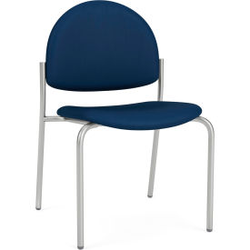 Armless Guest Chair, Silver Frame, Patriot Plus Imperial Blue Vinyl