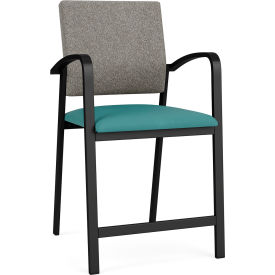 Newport Hip Guest Chair, Black Frame, Connelly Dove Back, Patriot Plus Sea Vinyl Seat