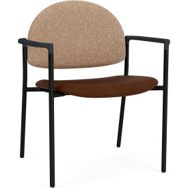 Wide Guest Chair, Black Frame, Connelly Wren Back, Patriot Plus Mocha Vinyl Seat