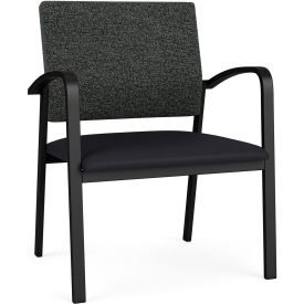 Newport Wide Guest Chair, Black Frame, Connelly Crow Fabric Back, Patriot Plus Black Seat