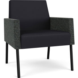 Lounge Guest Chair, Black Frame, Patriot Plus Black Vinyl Back & Seat