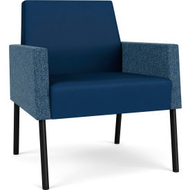 Mystic Lounge Guest Chair, Black Frame, Imperial Blue Vinyl Back & Seat