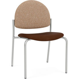Chat Armless Guest Chair, Silver Frame, Wren Back, Mocha Vinyl Seat