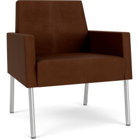 Mystic Lounge Guest Chair, Silver Frame, Patriot Plus Mocha Vinyl