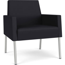 Mystic Lounge Guest Chair, Silver Frame, Patriot Plus Black Vinyl