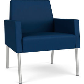 Mystic Lounge Guest Chair, Silver Frame, Patriot Plus Imperial Blue Vinyl