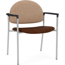 Wide Guest Chair, Silver Frame, Connelly Wren Back, Patriot Plus Mocha Vinyl Seat