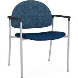 Wide Guest Chair, Silver Frame, Connelly Blue Jay Back, Patriot Plus Imperial Blue Seat