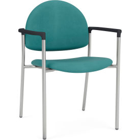 Chat Guest Chair, Silver Frame, Onyx Black Armrests, Patriot Plus Sea Vinyl