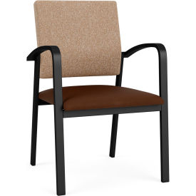 Newport Guest Chair, Black Frame, Connelly Wren Back, Patriot Plus Mocha Vinyl Seat